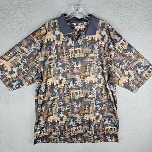 Tri-Mountain Oil Workers Camo Polo Shirt Size XLT Tall All Over‎ Print